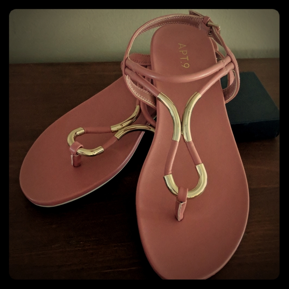 APT. 9 Blush Pink Gold Accent Thong Sandals